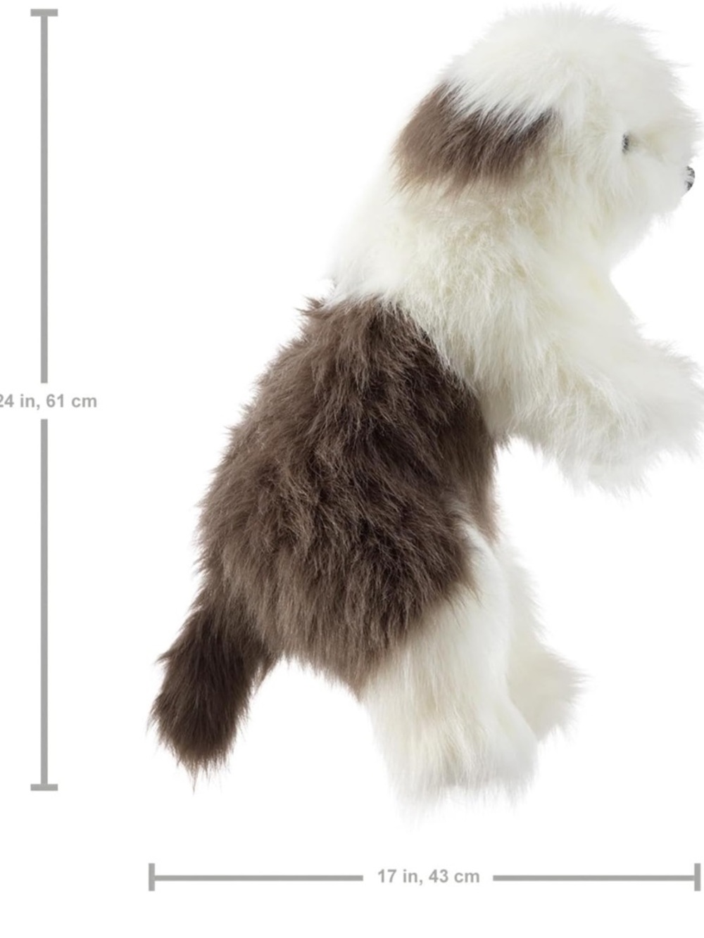 Folkmanis Sheepdog Large Hand Puppet soft fur white black stuffie dog - Picture 4 of 6